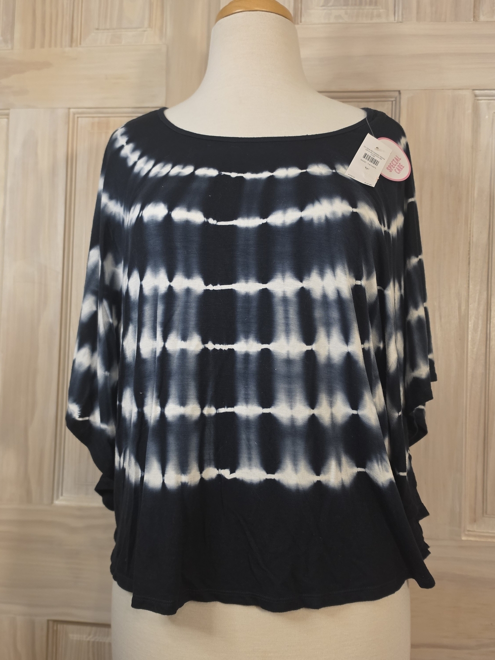 Justice Navy & White Tie-Dye Dolman Tunic In Size Girls 14/16 Plus